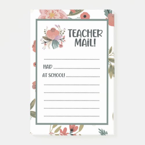 Colorful Floral Note from Teacher Post It Notes