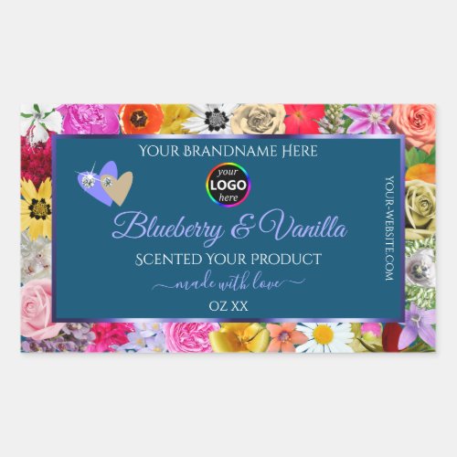 Colorful Floral Ocean Blue Product Labels Add Logo