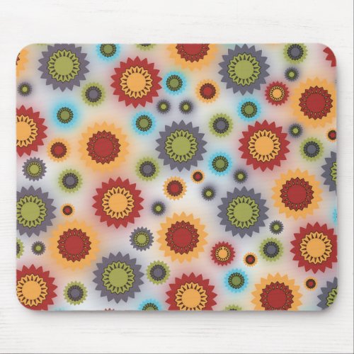 Colorful Floral on White Mousepad