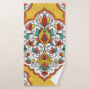 Colorful floral ornament seamless pattern bath towel