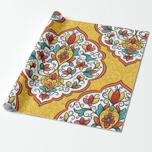 Colorful floral ornament seamless pattern wrapping paper