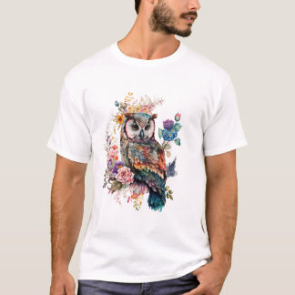 Colorful Floral Owl T-Shirt