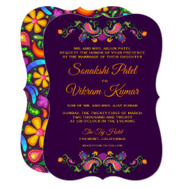 Colorful Floral Paisley Indian Wedding Invitation