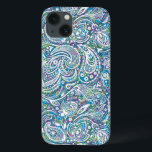 Colorful Floral Paisley Pattern iPhone 13 Case<br><div class="desc">Elegant,  colorful,  abstract background with a white vintage floral paisley seamless pattern.</div>