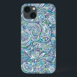Colorful Floral Paisley Pattern iPhone 13 Case<br><div class="desc">Elegant,  colorful,  abstract background with a white vintage floral paisley seamless pattern.</div>