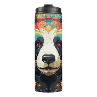 Colorful Floral Panda Thermal Tumbler