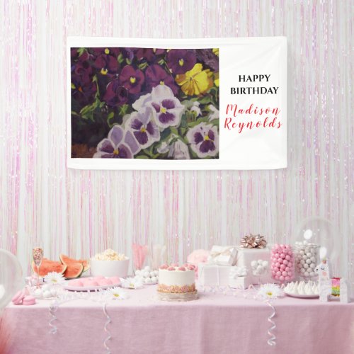 Colorful Floral Pansy Garden Birthday Banner