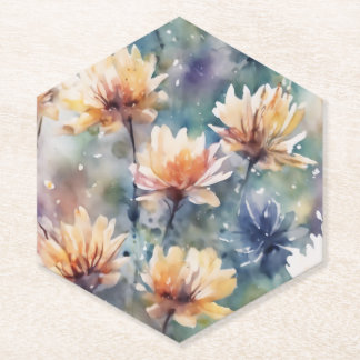 Colorful floral paper coaster