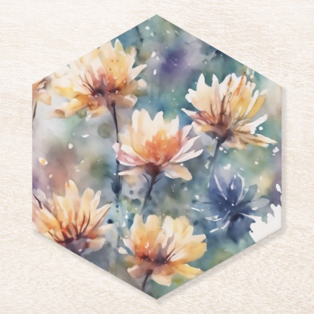 Colorful floral paper coaster (Front)