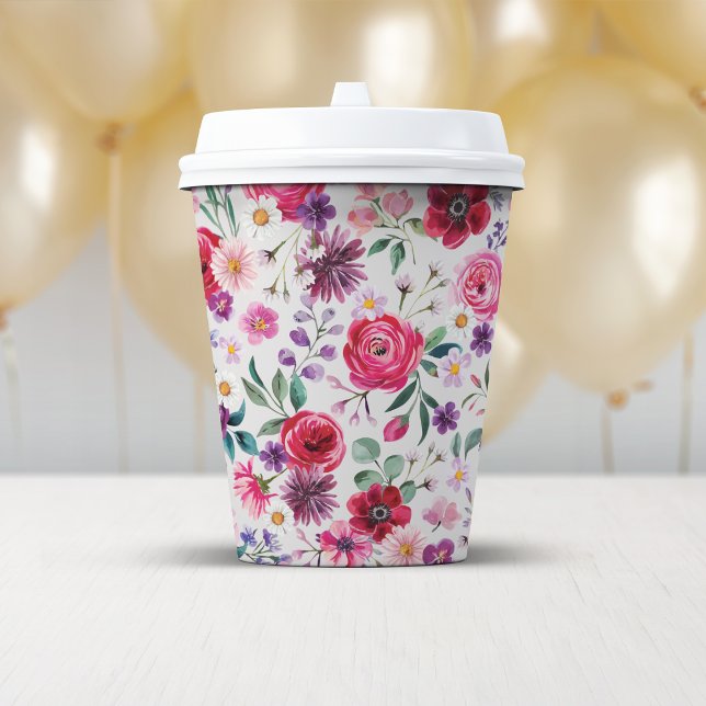Colorful Floral Paper Cups (Colorful Floral Paper Cups by Painted Paperie)