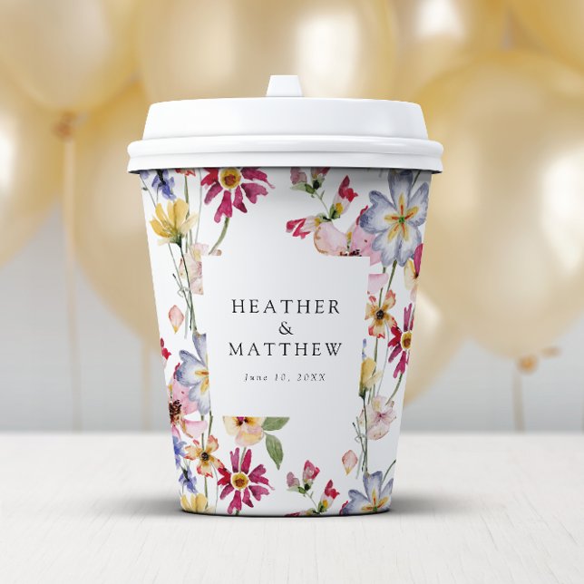 Colorful Floral Paper Cups (Colorful Watercolor Floral Paper Cups by Painted Paperie
)