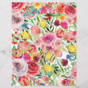 Colorful Floral Paper Sheet - multicolor florals 1