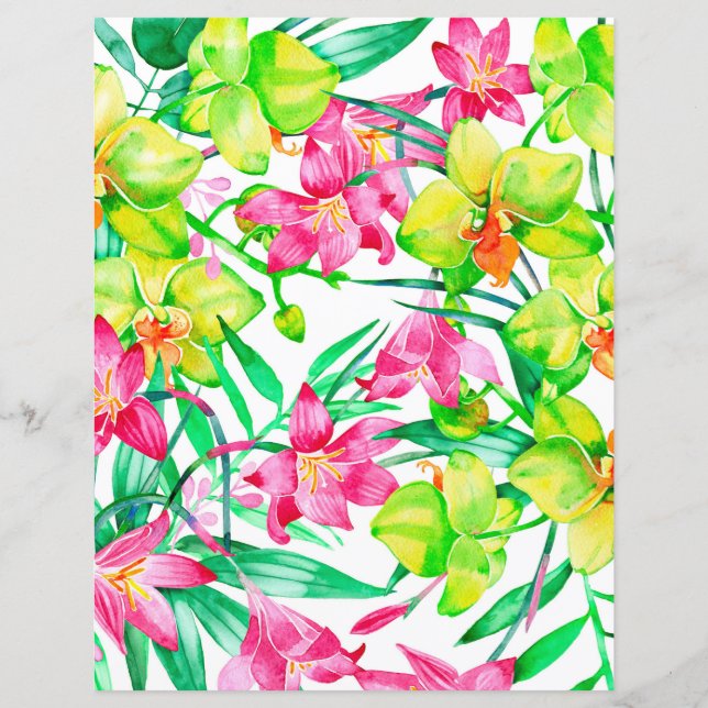 Colorful Floral Paper Sheet - orchids (Front)