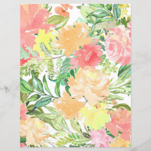 Colorful Floral Paper Sheet - peach and green tone