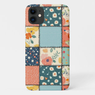 Colorful Floral Patchwork Quilt with Playful Print iPhone 11 Case
