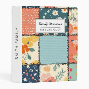 Colorful Floral Patchwork Quilt with Playful Print Mini Binder