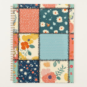 Colorful Floral Patchwork Quilt with Playful Print Planner