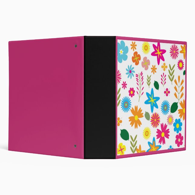 COLORFUL FLORAL PATTERN 3 RING BINDER (Background)