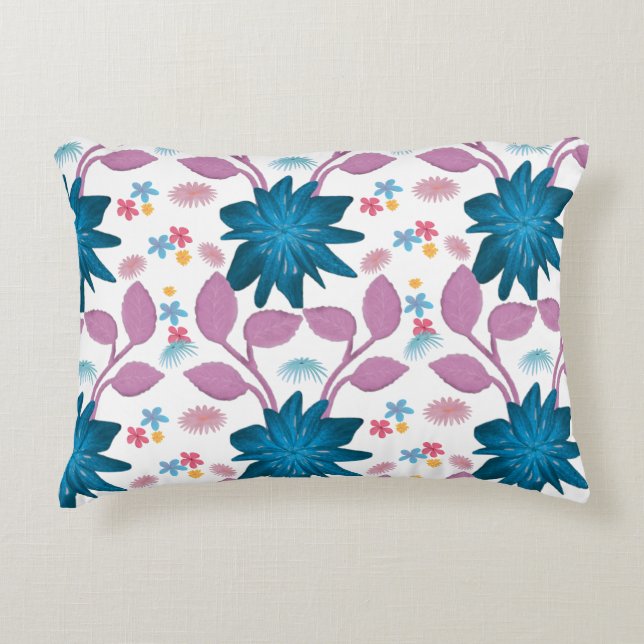 Colorful floral pattern  accent pillow (Front)
