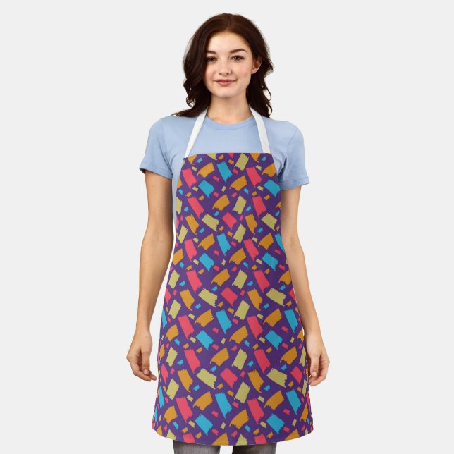 Colorful Floral Pattern Apron (Worn)