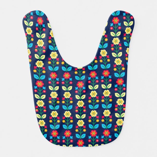 Colorful Floral Pattern Baby Bib (Front)