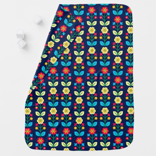 Colorful Floral Pattern Baby Blanket (In Situ)