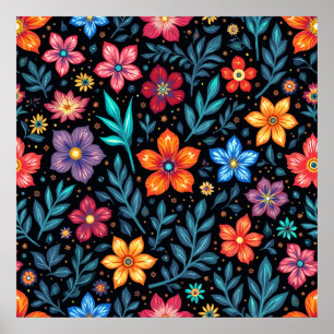 Colorful Floral Pattern Background Poster
