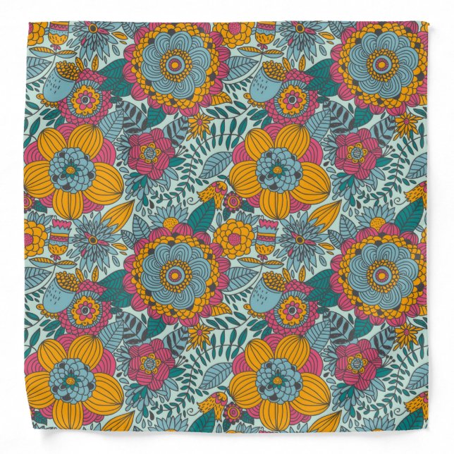 Colorful floral pattern bandana (Front)