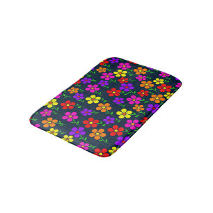 Colorful Floral Pattern Bath Mat