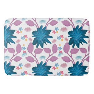 Colorful floral pattern bath mat