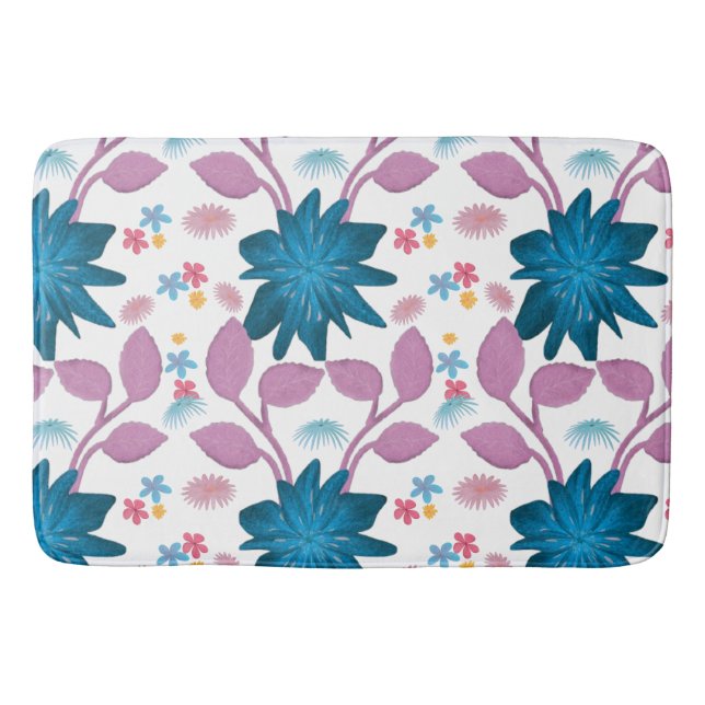 Colorful floral pattern  bath mat (Front)