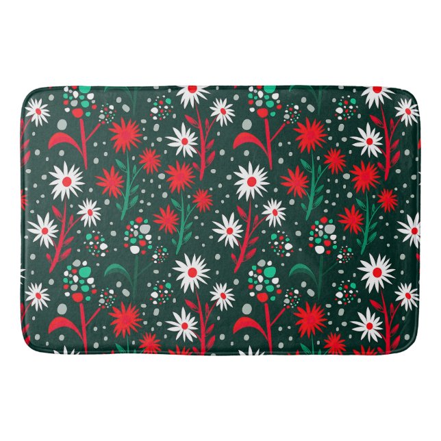 Colorful Floral Pattern Bath Mat (Front)