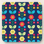 Colorful Floral Pattern Beverage Coaster