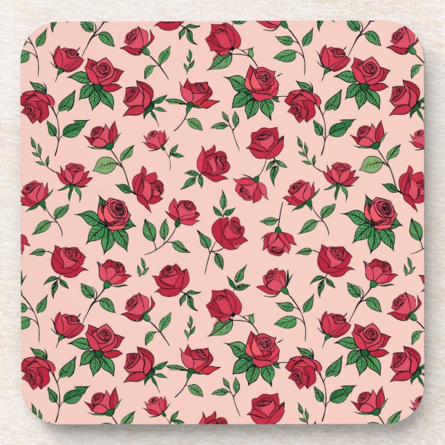 Colorful Floral Pattern Beverage Coaster (Front)