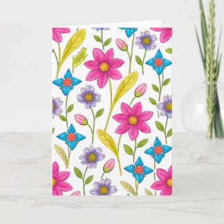 Colorful Floral Pattern Blank Card