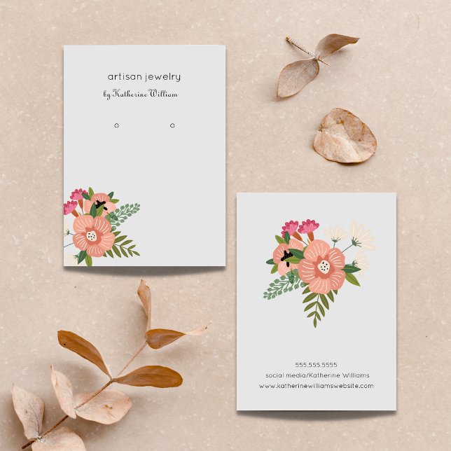 Colorful Floral Pattern Boho  Earring Display Business Card (Creator Uploaded)