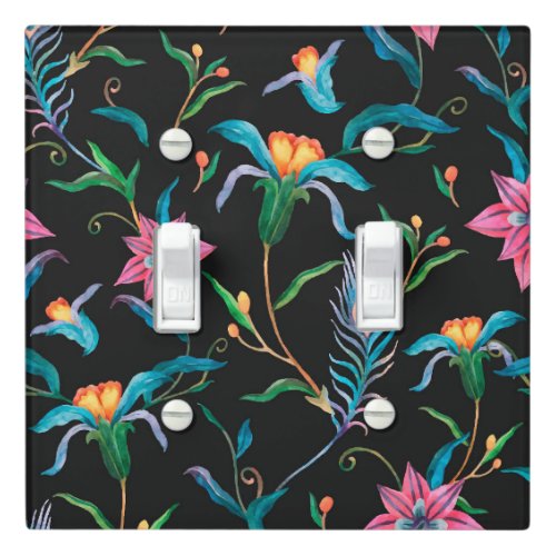 Colorful floral pattern bold and vibrant light switch cover