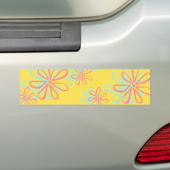 Colorful Floral Pattern Bumper Sticker (On Car)