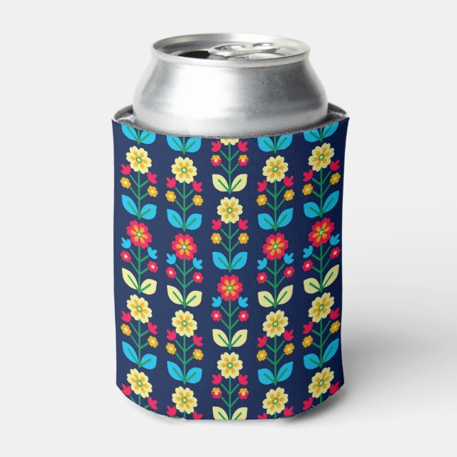 Colorful Floral Pattern Can Cooler (Can Front)