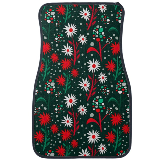 Colorful Floral Pattern Car Floor Mat (Front)