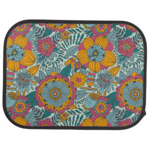 Colorful floral pattern car floor mat