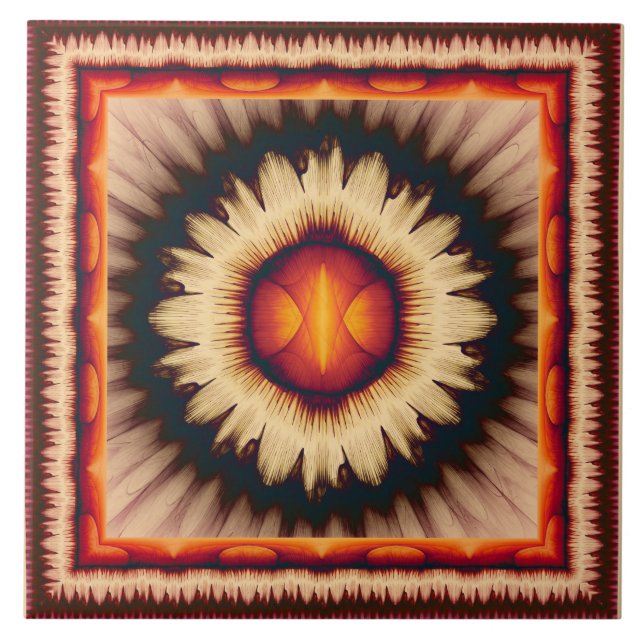 Colorful floral pattern ceramic tile (Front)