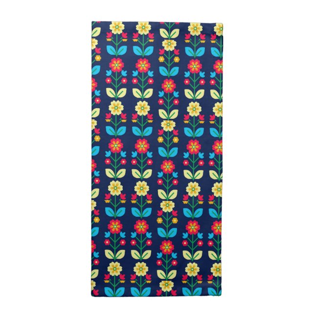Colorful Floral Pattern Cloth Napkin (Half Fold)