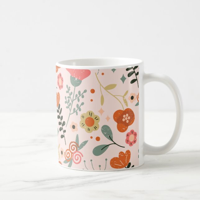 Colorful Floral Pattern Coffee Mug (Right)