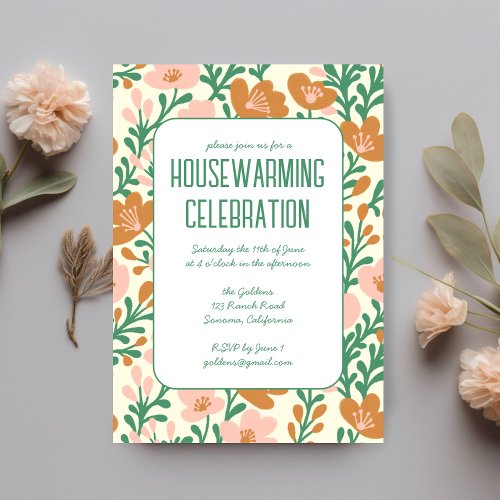 Colorful Floral Pattern Custom HOUSEWARMING PARTY Invitation