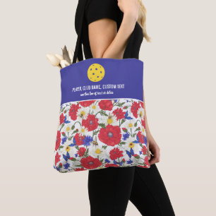 Colorful Floral Pattern Custom Pickleball Paddle Tote Bag