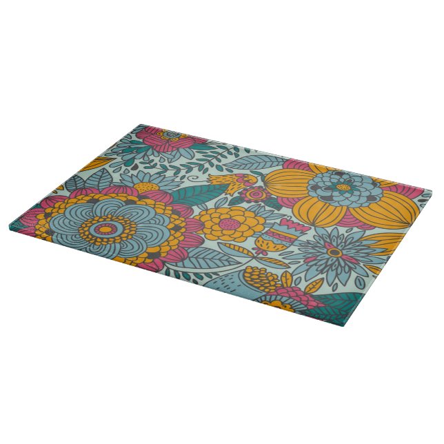 Colorful floral pattern cutting board (Corner)