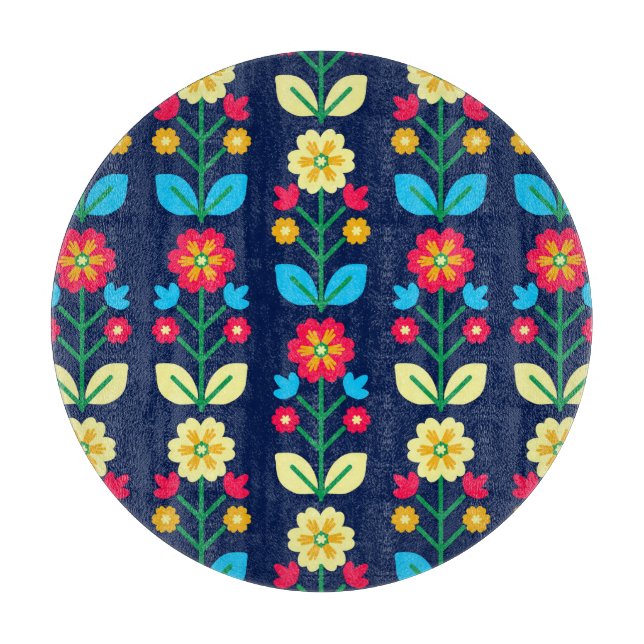 Colorful Floral Pattern Cutting Board (Front)