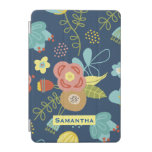 Colorful Floral Pattern Dark Blue Personalised iPad Mini Cover
