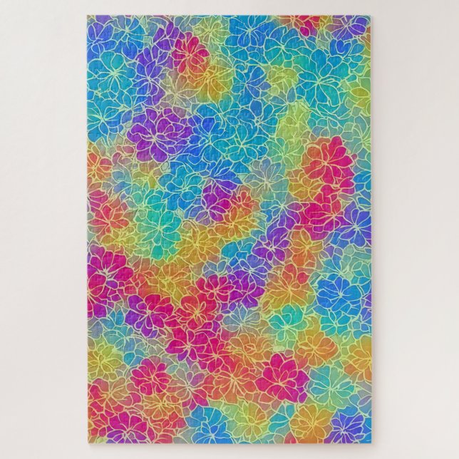 Colorful floral pattern difficult adult jigsaw puzzle (Vertical)